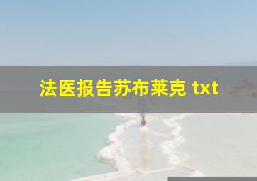 法医报告苏布莱克 txt